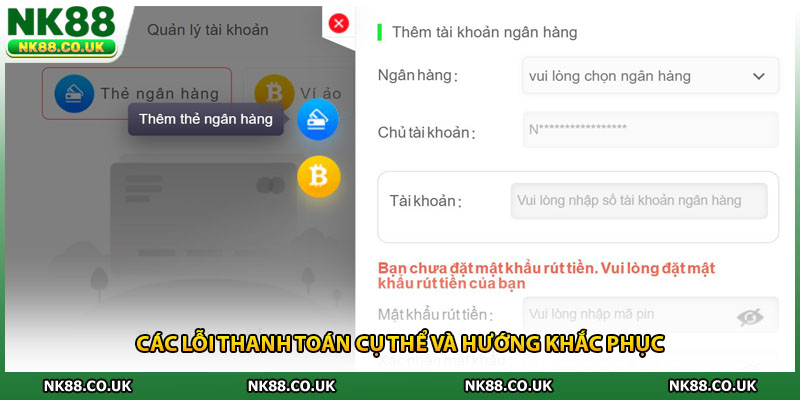 Các lỗi thanh toán cụ thể và hướng khắc phục
